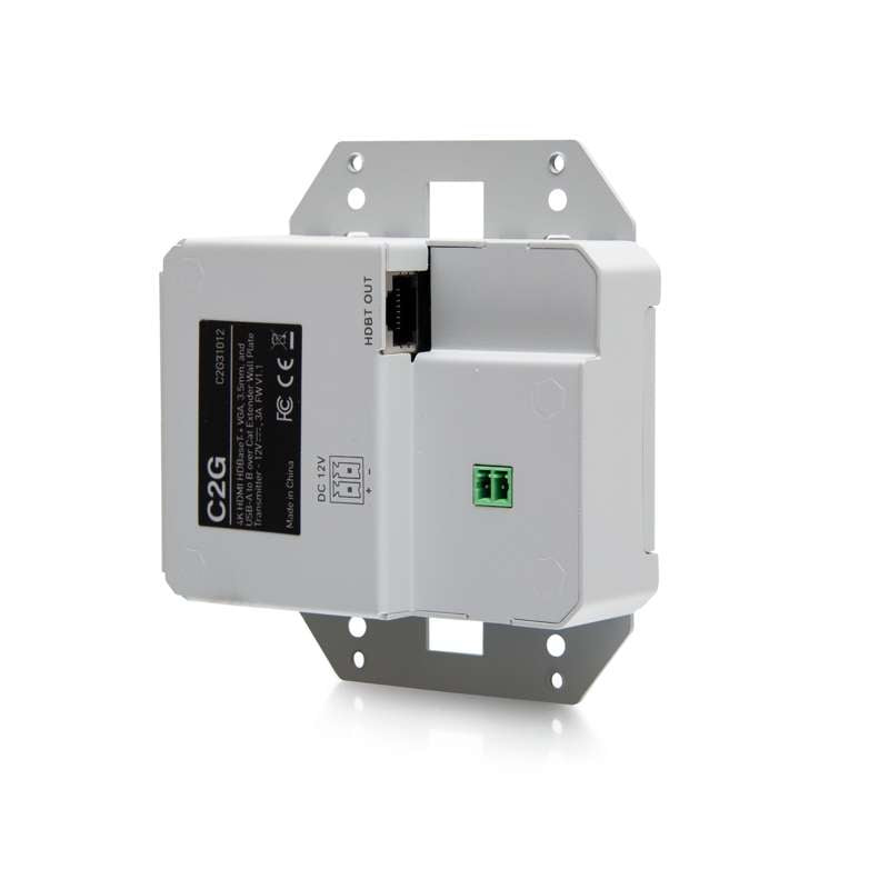 Cables To Go HDMI HDBaseT + VGA, 3.5mm, and USB-B to A over Cat Extender Wall Plate Transmitter to Box Receiver - 4K 60Hz