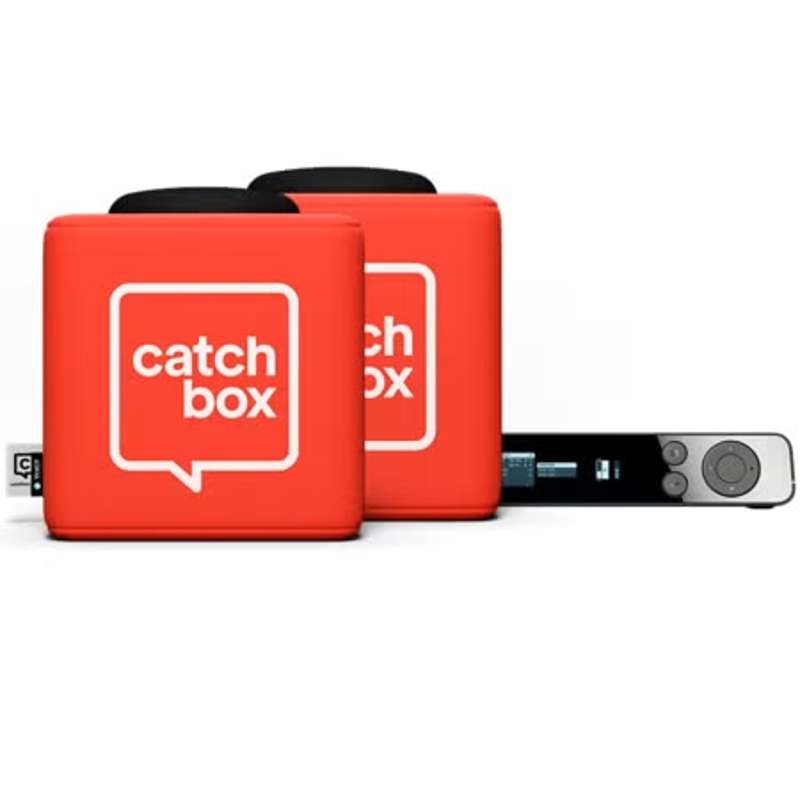 Catchbox Plus System with 2 channel Hub DSP receiver with Networking and DANTE, 2 Cube incl chargers, Standard - Red