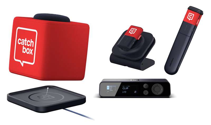 Catchbox Plus System with 4 channel Hub DSP receiver with 1 Cube, 1 Clip, 1 Stick incl chargers, Standard - Red