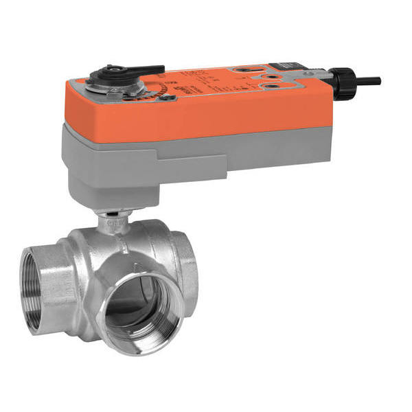 B338+AFRB24-SR | Belimo 1.5 Inch Three Way Characterized Control Valve With Spring Return Actuator