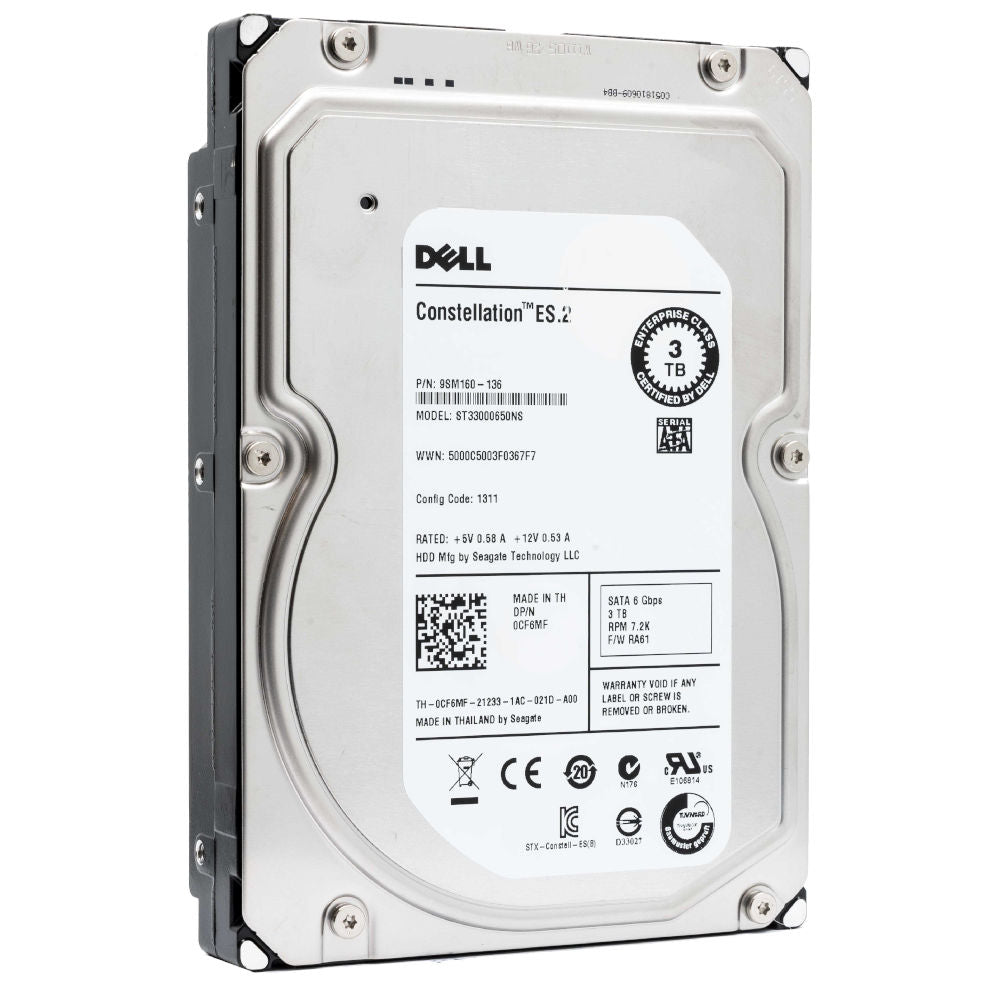 Dell Constellation ES.2 CF6MF 3TB 7.2K RPM SATA 6Gb/s 512n 3.5in Refurbished HDD