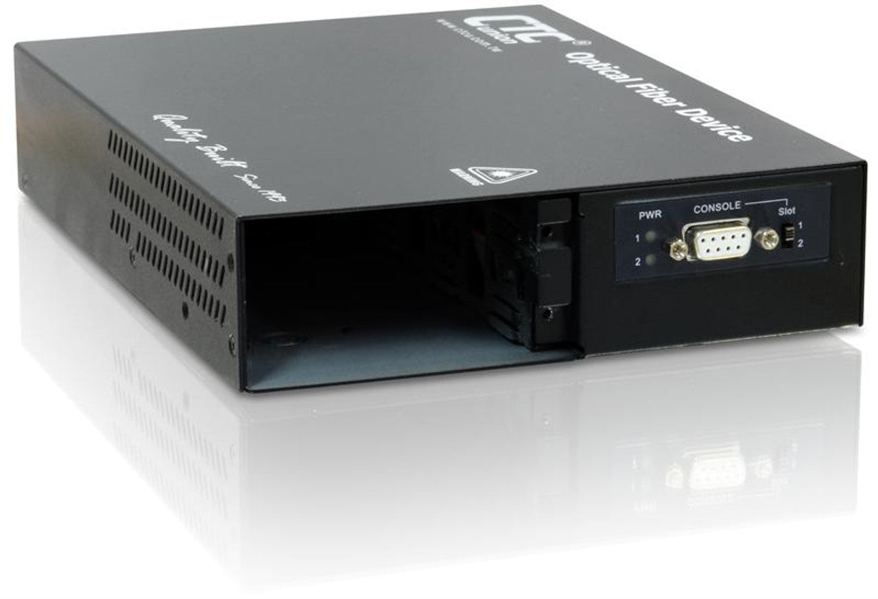 FRM220-CH02M-AD - two slot fiber chassis, redundant AC 90-240V power and DC 18-72V power supplies, RS232 console port