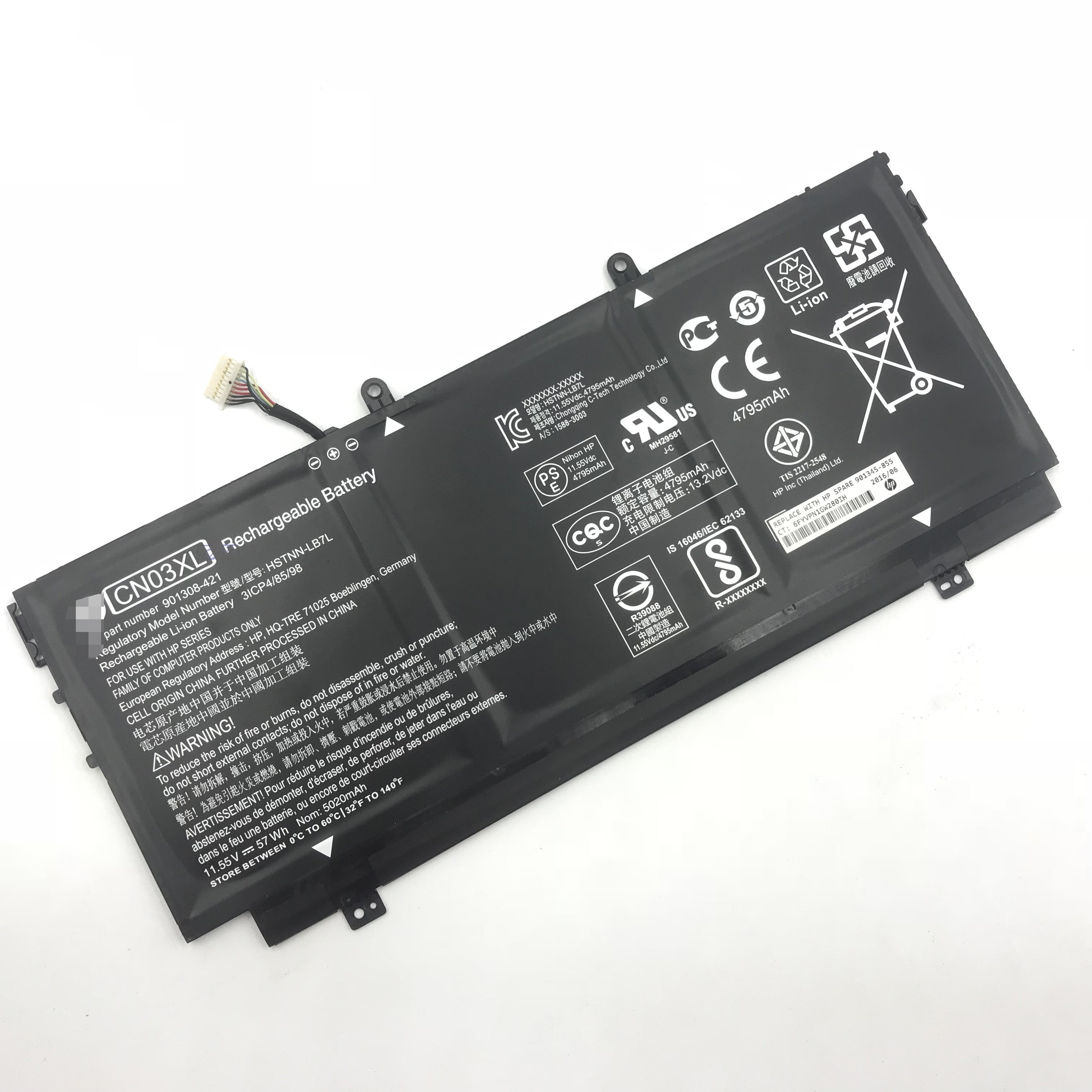 Hp CN03XL HSTNN-LB7L 901308-421 13T-AB000 11.55V 57.9Wh Battery