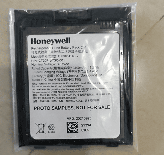 Honeywell CT30 XP HC Barcode Scanner CT30P-BTSC Battery CT30P-BTSC-001 002