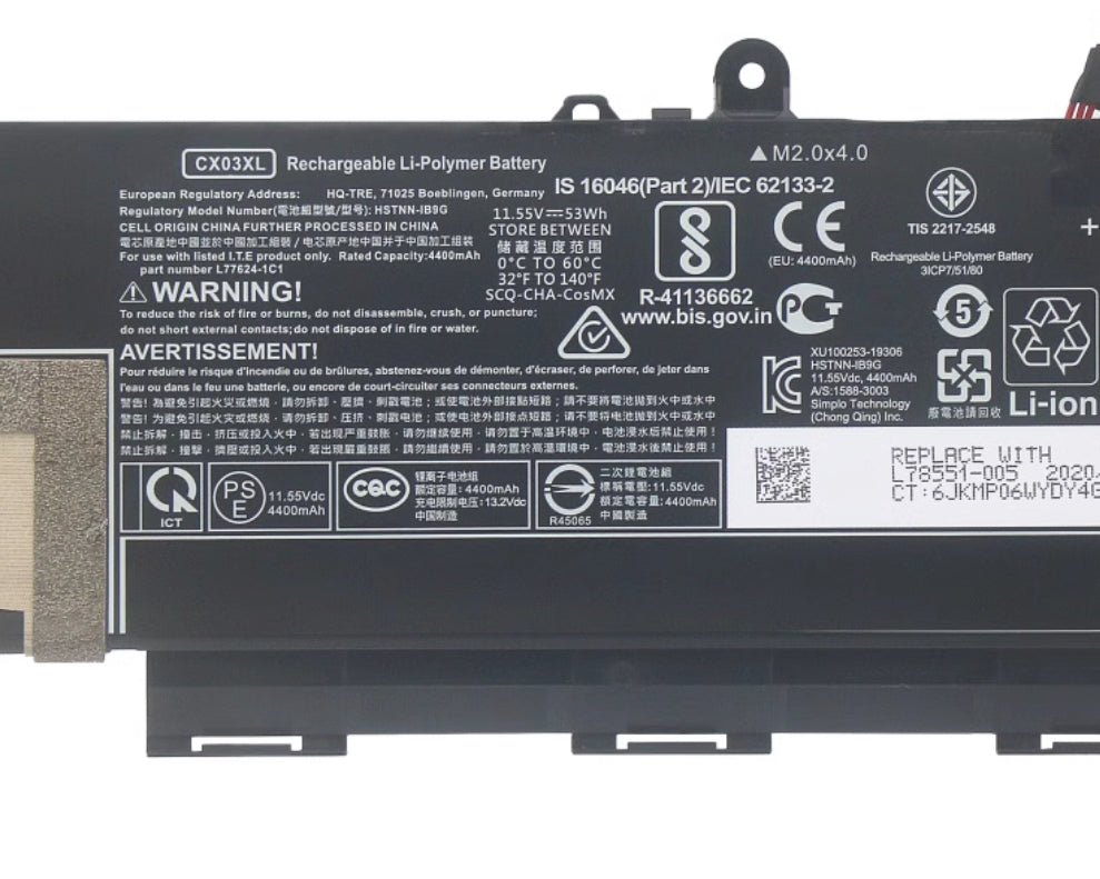 Hp EliteBook x360 830 G8 HSN-I42C CX03XL HSTNN-IB9G 53Wh Battery