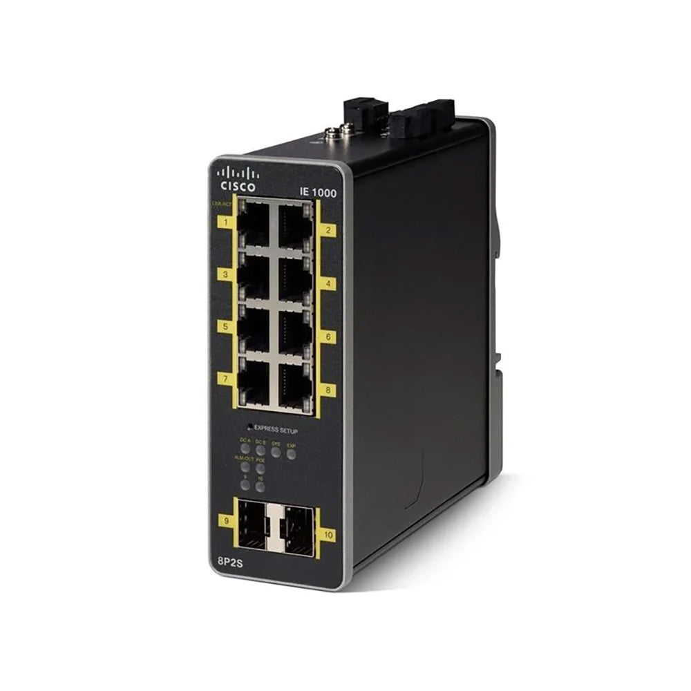 Cisco IE-1000-8P2S-LM Industrial 8-Port PoE+ Switch, 2×1G SFP Uplinks