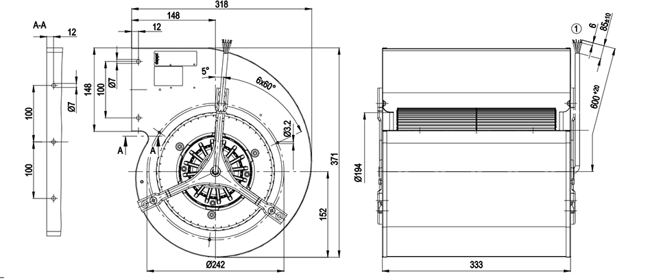 D4E225-FH01-06 ebm papst fan 1060W 5.38A