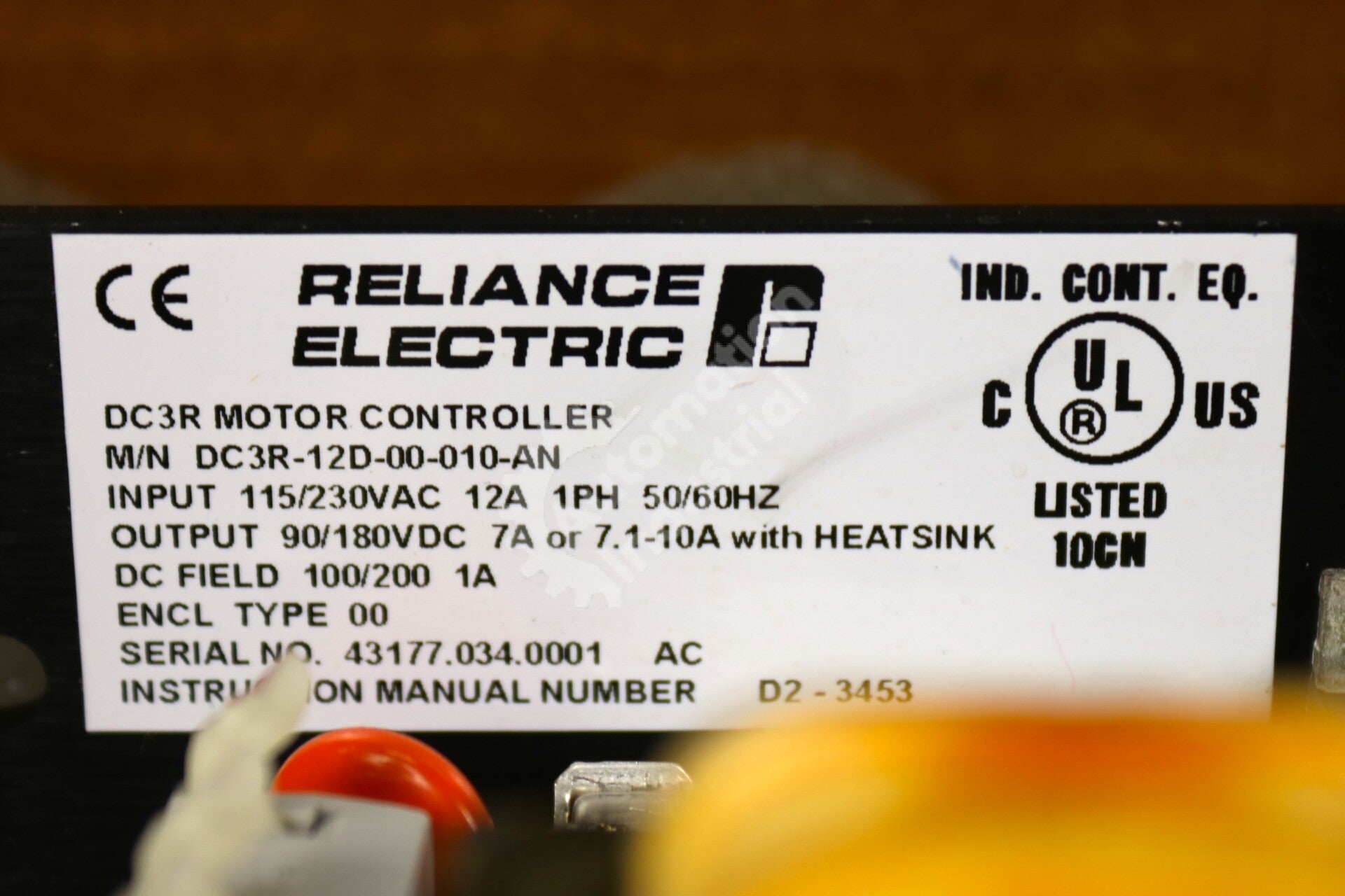 DC3R-12D-00-010-AN By Reliance Electric 115-230VAC Single Phase Motor Controller