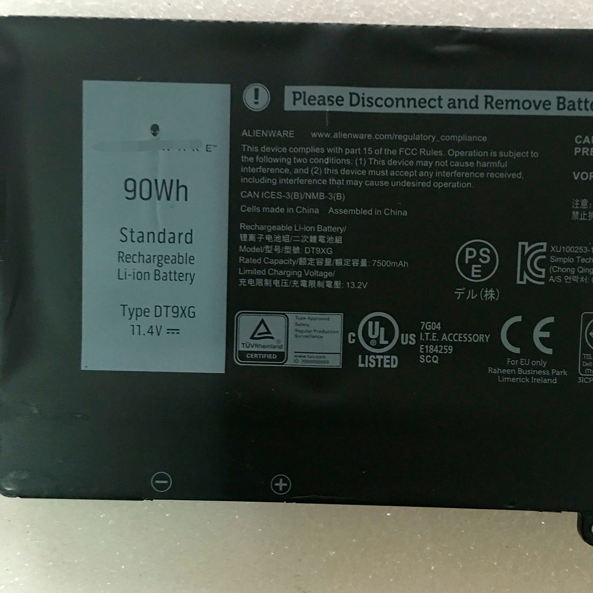 DT9XG Battery For Dell Alienware AREA-51M ALWA51M-1766PB 07PWXV 7PWKV