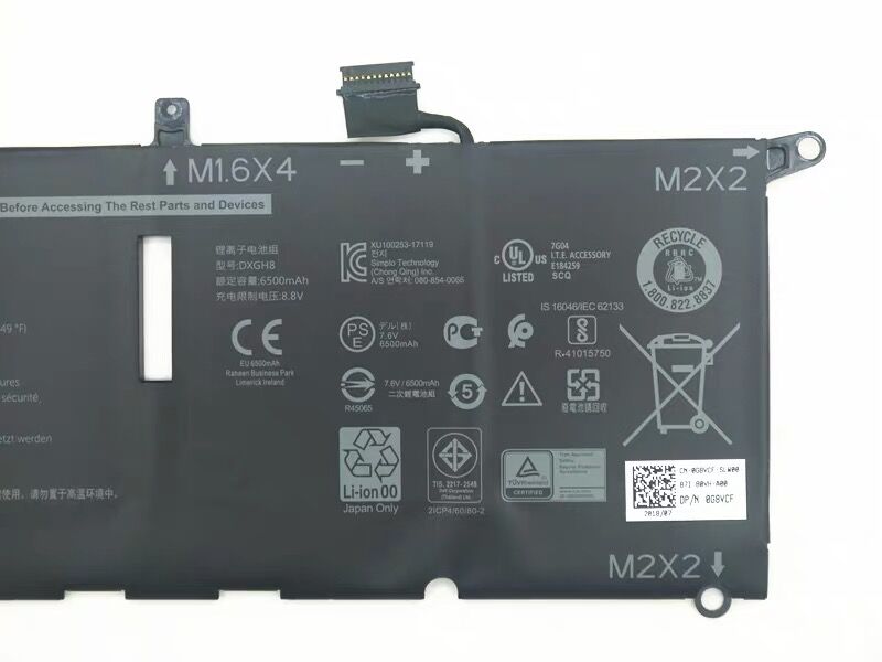 DXGH8 0H754V 52Wh Battery For Dell XPS 13 2018 XPS 13 9370 FHD i5
