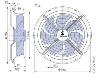 FN030-6IL.0E.A7 ZIEHL-ABEGG Axial Fan 150W 200-277/V 1.15-0.84A 1900rpm