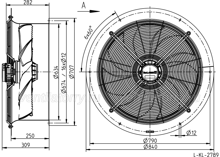 FN063-SDL.4I.A7P1 ZIEHL-ABEGG Axial Fan 380/480V 0.36/0.78 kW 0.59/1.25 A