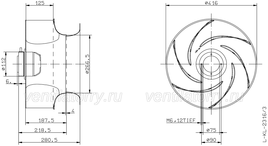 Brand new RH40G-6EK.2F.1R ZIEHL-ABEGG centrifugal fan 1-230V 50HZ