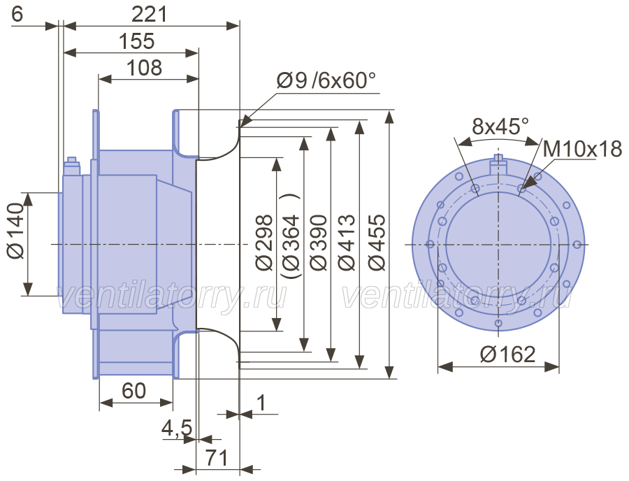 Brand new RH45M-2DK.6K.2R ZIEHL-ABEGG centrifugal fan 3-230/400V 50HZ