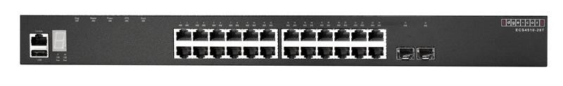 ECS4510-28T - Full Gigabit Ethernet 24 copper ports, 2 10G SFP+ ports, option for extra 2 10G SFP+ ports, Layer 2 managed switch, rack 19"