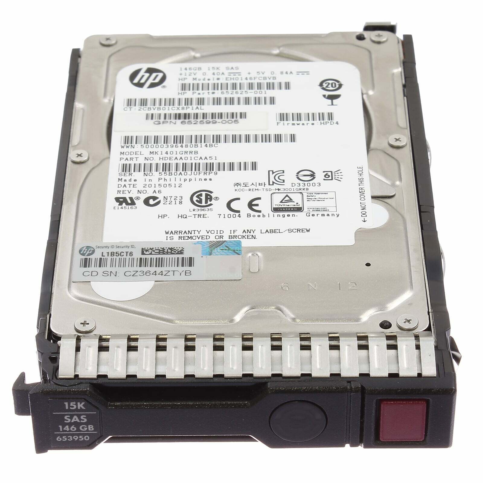 EH0146FCBVB 146GB 6G SAS 15K rpm SFF (2.5-inch) SC Enterprise HDD W/Tray 886111585571