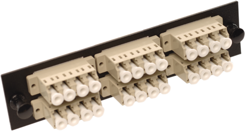 LC Quad 6 Pack (Singlemode) Blue Adapters 24 Fibers, Beige Color