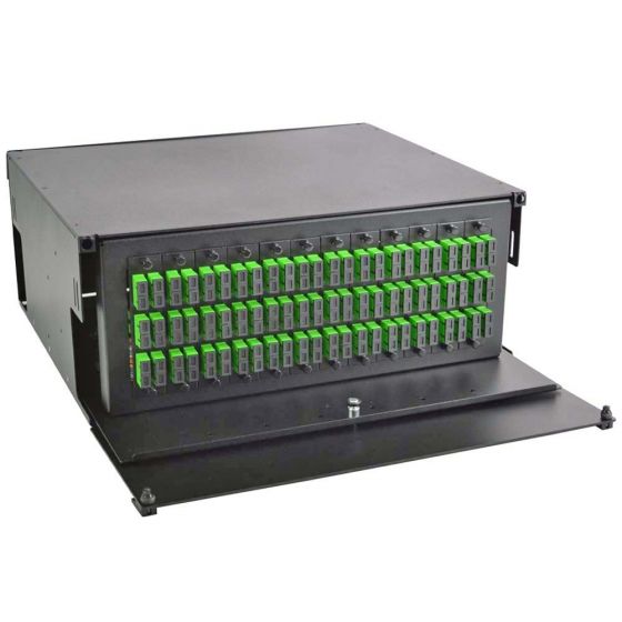 4RU Rack Mount Enclosure 12 SC/APC Plates, Splice Trays & Pigtails - Black
