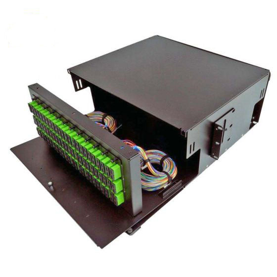 4RU Rack Mount Enclosure 12 SC/APC Plates, Splice Trays & Pigtails - Black