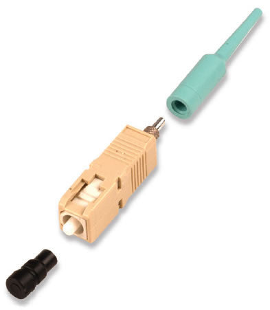 SIEMON XLR8 SC Connector, 50µm OM3 10G Laser Optimized MM Fiber, for 900µm fiber, Aqua Boot