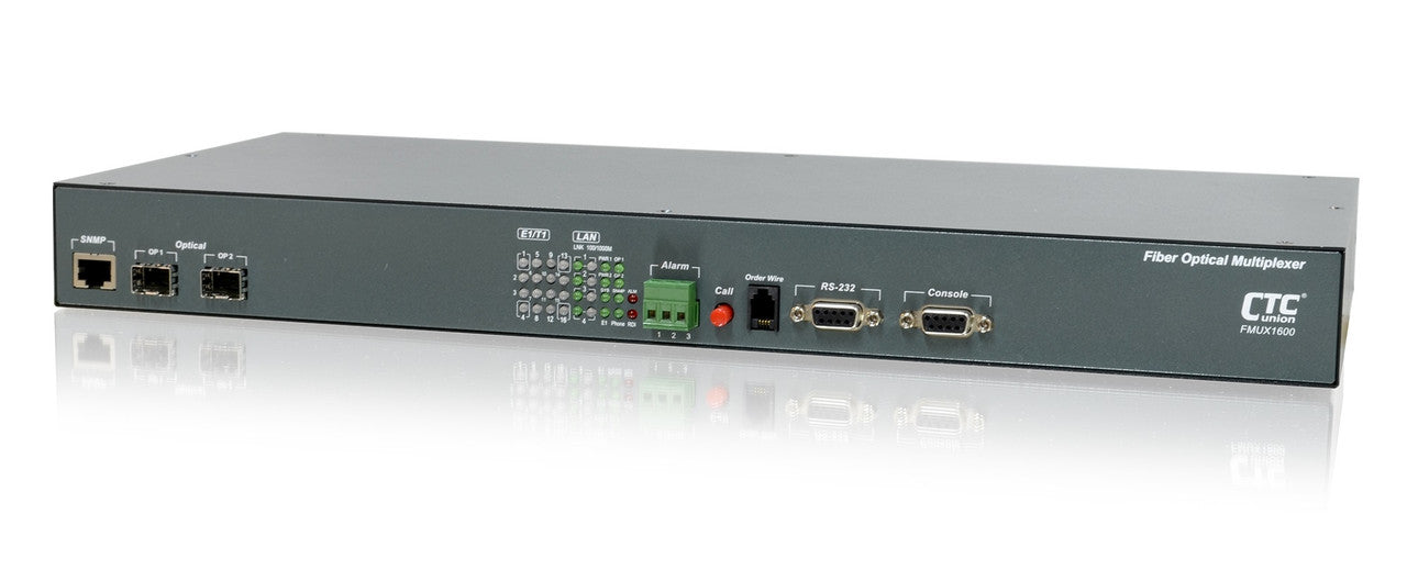 16 E1/ T1 with Full Gigabit Ethernet and Redundant SFP Optic Link Fiber Optic Multiplexer - AC and DC Powered