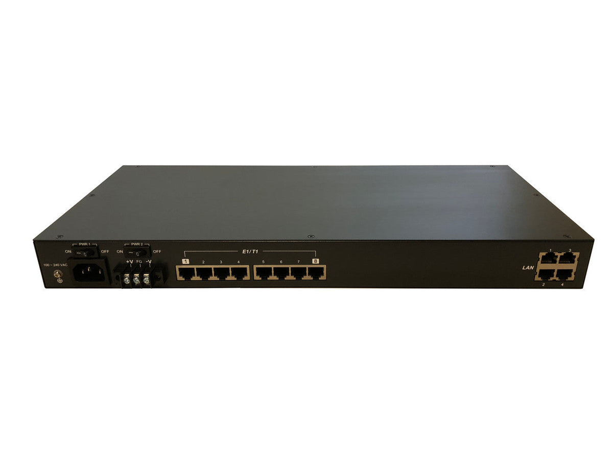 8E1/ T1 with full Gigabit Ethernet and redundant SFP optic link Fiber Optic Multiplexer - AC and DC powered
