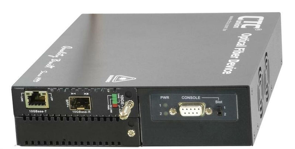FRM220-10GC-TS - 10G Ethernet RJ45 copper to SFP+ slot media converter managed