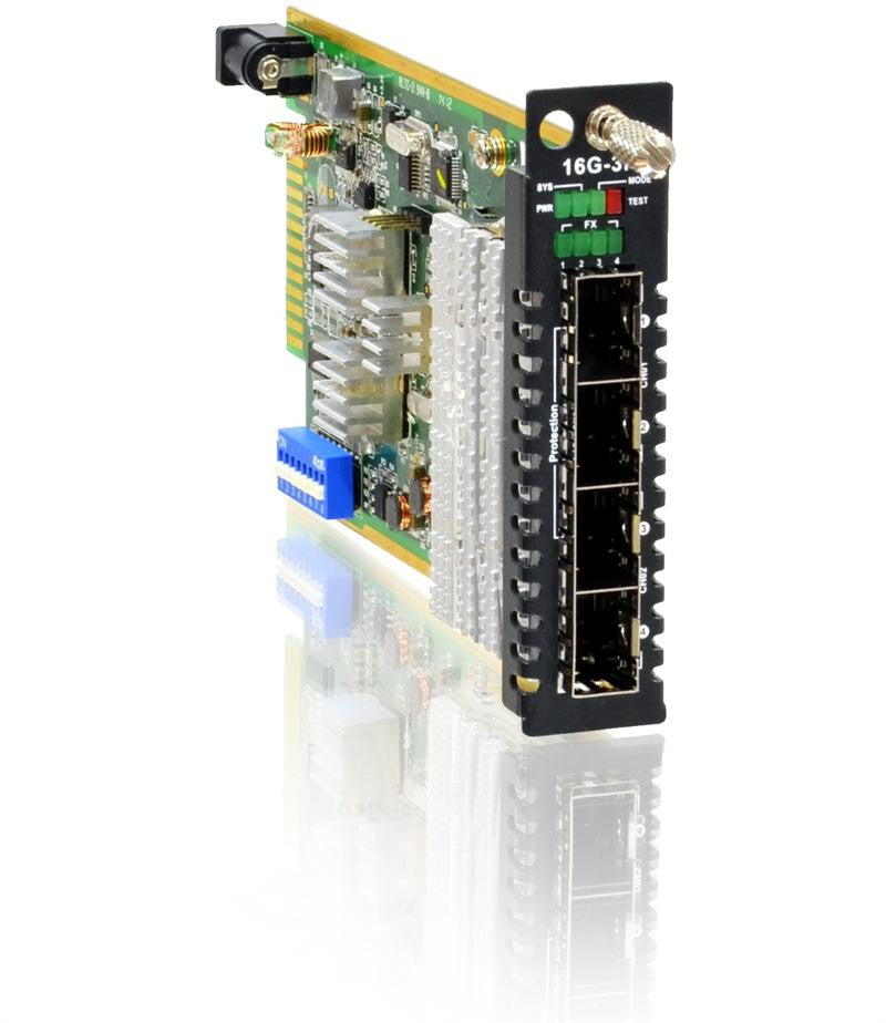 FRM220-16G-3R SFP+ to SFP+ dual channel 10G converter (transponder), 4 SFP+ slots, up to 16G rate and optical protection option