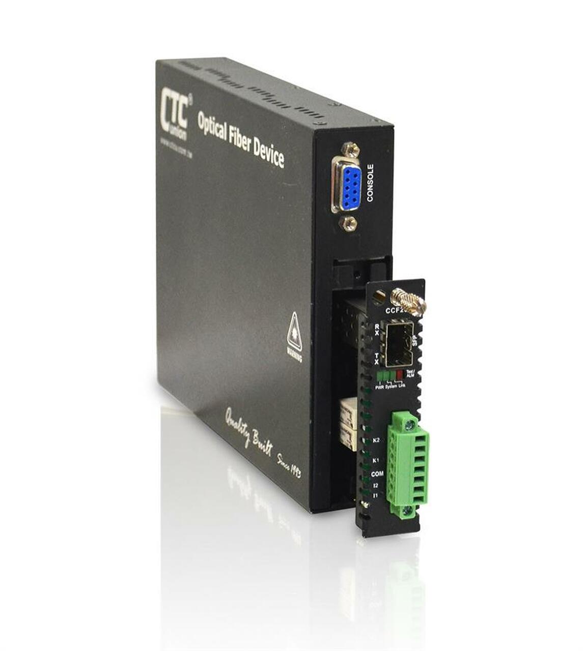 FRM220-CCF20 - duplex dry relay contact closure over fiber extender with SFP slot