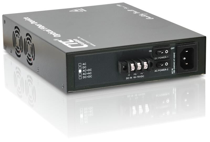 4E1/ T1 with Full Gigabit Ethernet and Redundant SFP Optic Link Fiber Optic Multiplexer - AC and DC powered