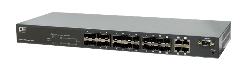 GSW-3420FM - Gigabit Ethernet 24 SFP ports, Layer 2 managed switch, dual redundant AC and DC48 power, rack 19"