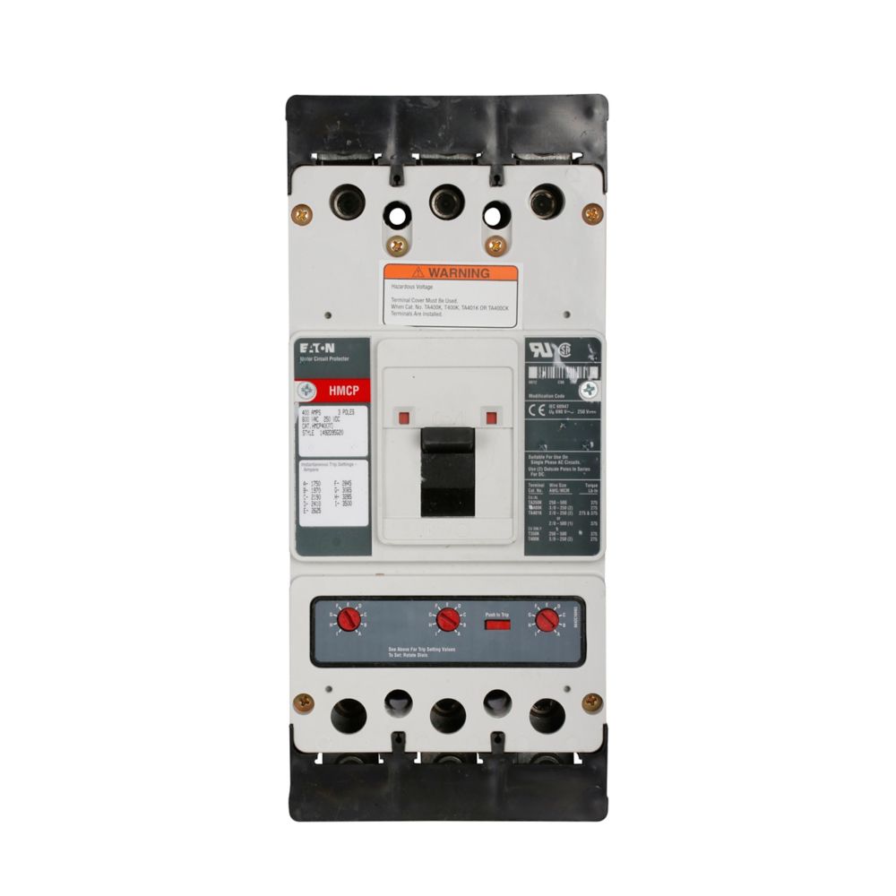 HMCP400Y5C | Eaton Series C 400A Motor Circuit Protector for J-K Frame Breakers