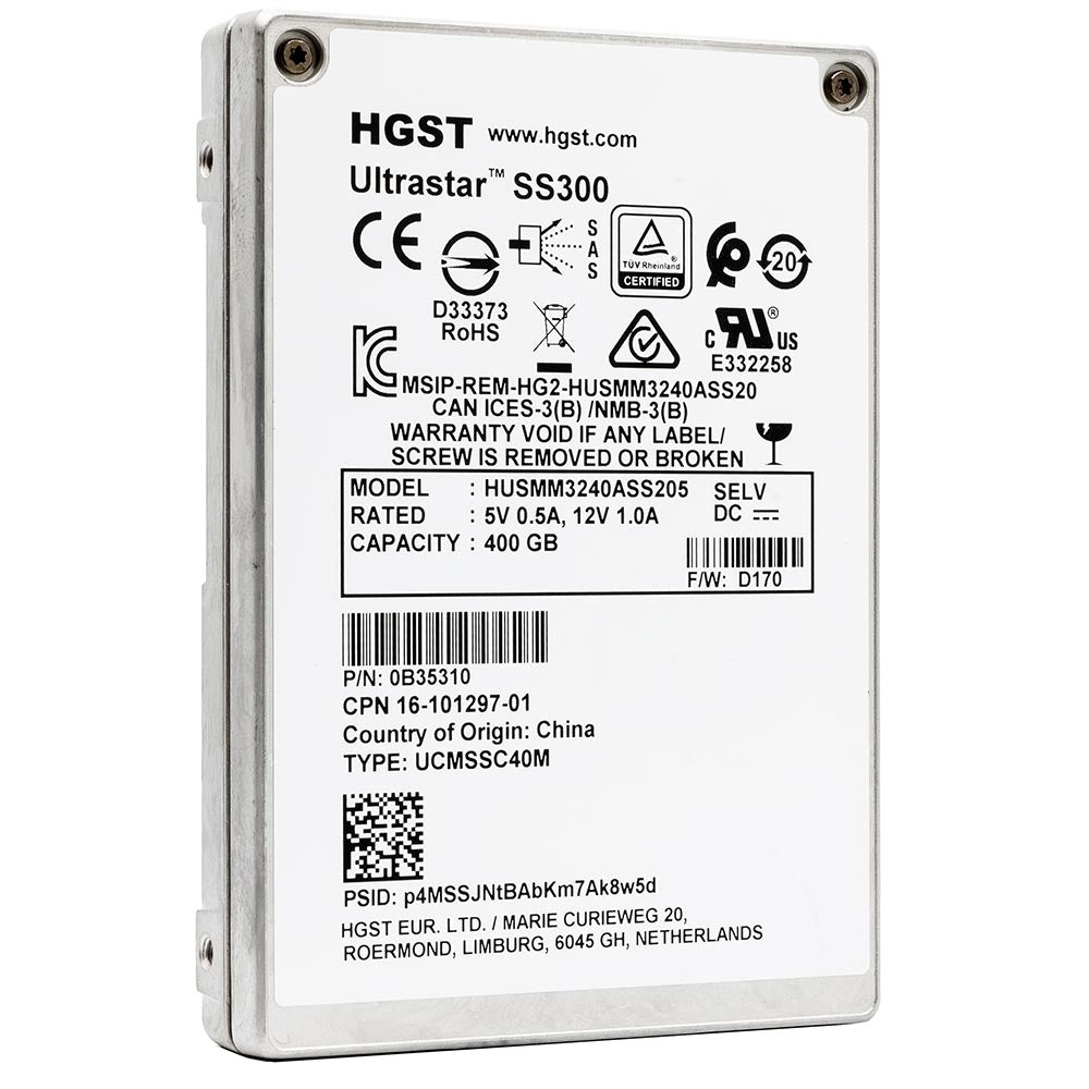 Western Digital Ultrastar DC SS300 HUSMM3240ASS205 400GB SAS 12Gb/s TCG-FIPS 2.5in Solid State Drive