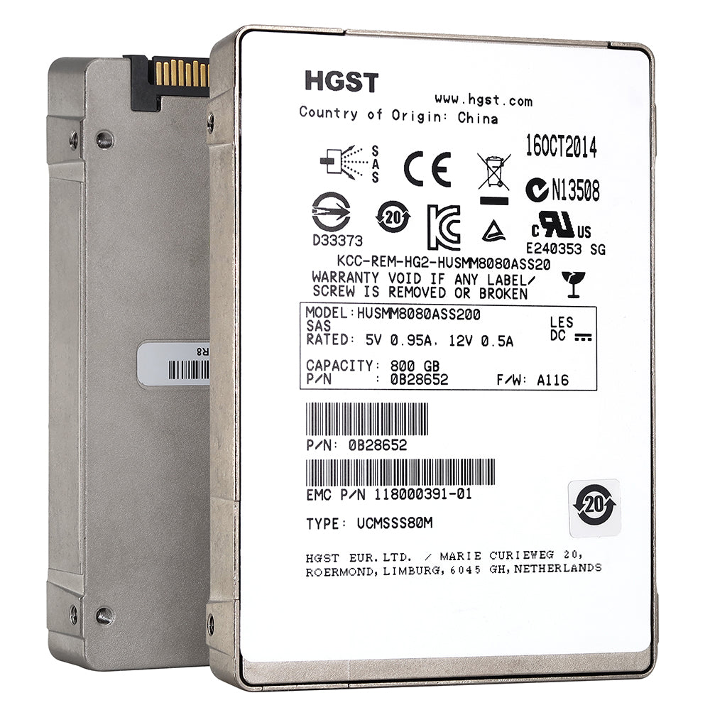 HGST SSD800MM HUSMM8080ASS200 0B28652 800GB SAS 12Gb/s Write Intensive MLC 2.5in Refurbished SSD