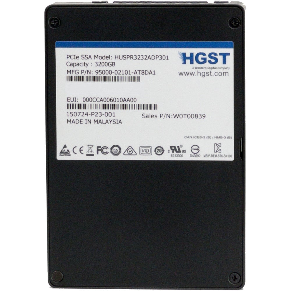 HGST SN100 HUSPR3232ADP301 0T00839 3.2TB PCIe Gen 3.0 x4 U.2 NVMe 2.5in Refurbished SSD