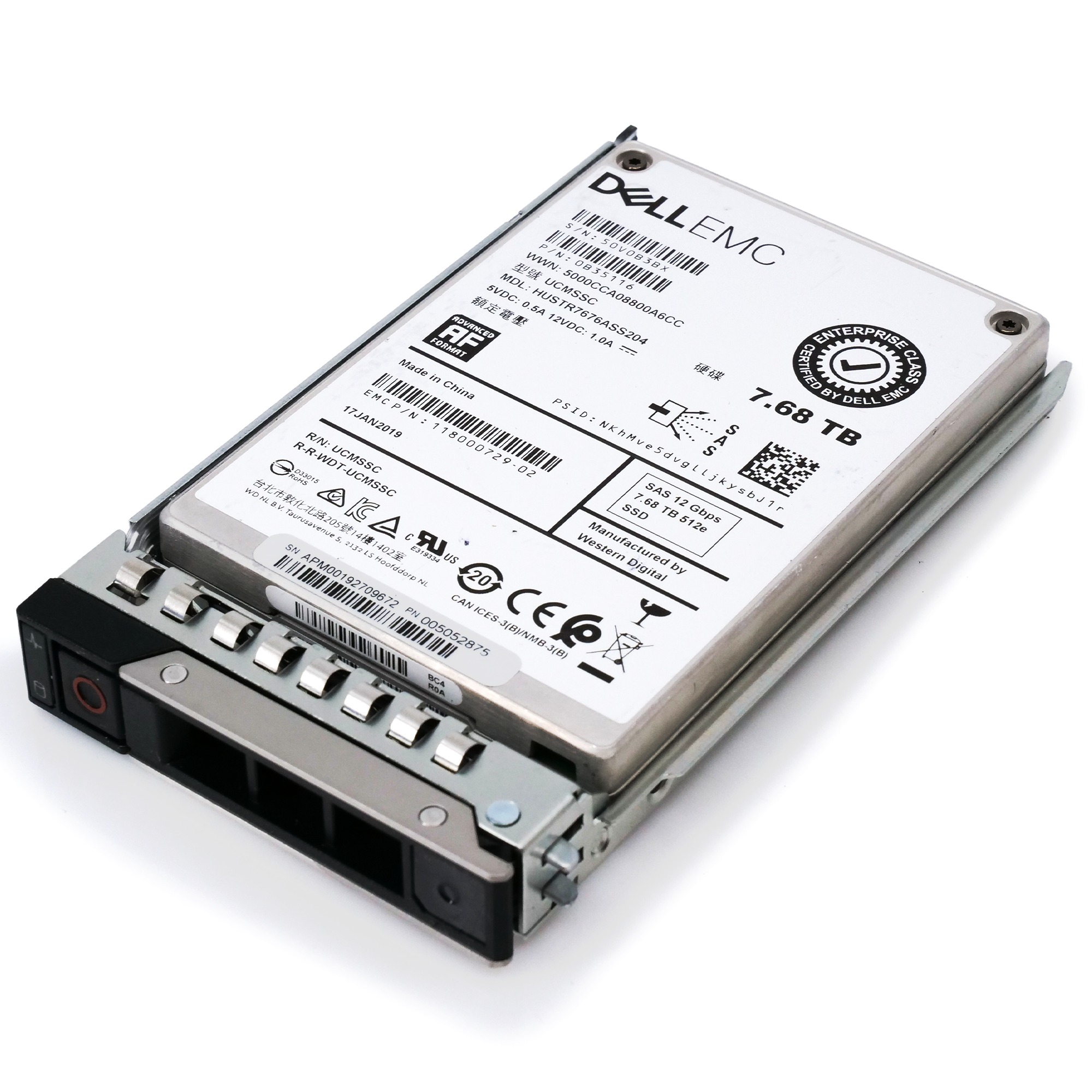 Dell EMC G14 HUSTR7676ASS204 0B35116 7.68TB SAS 12Gb/s 512e 1DWPD Read Intensive 2.5in Refurbished SSD