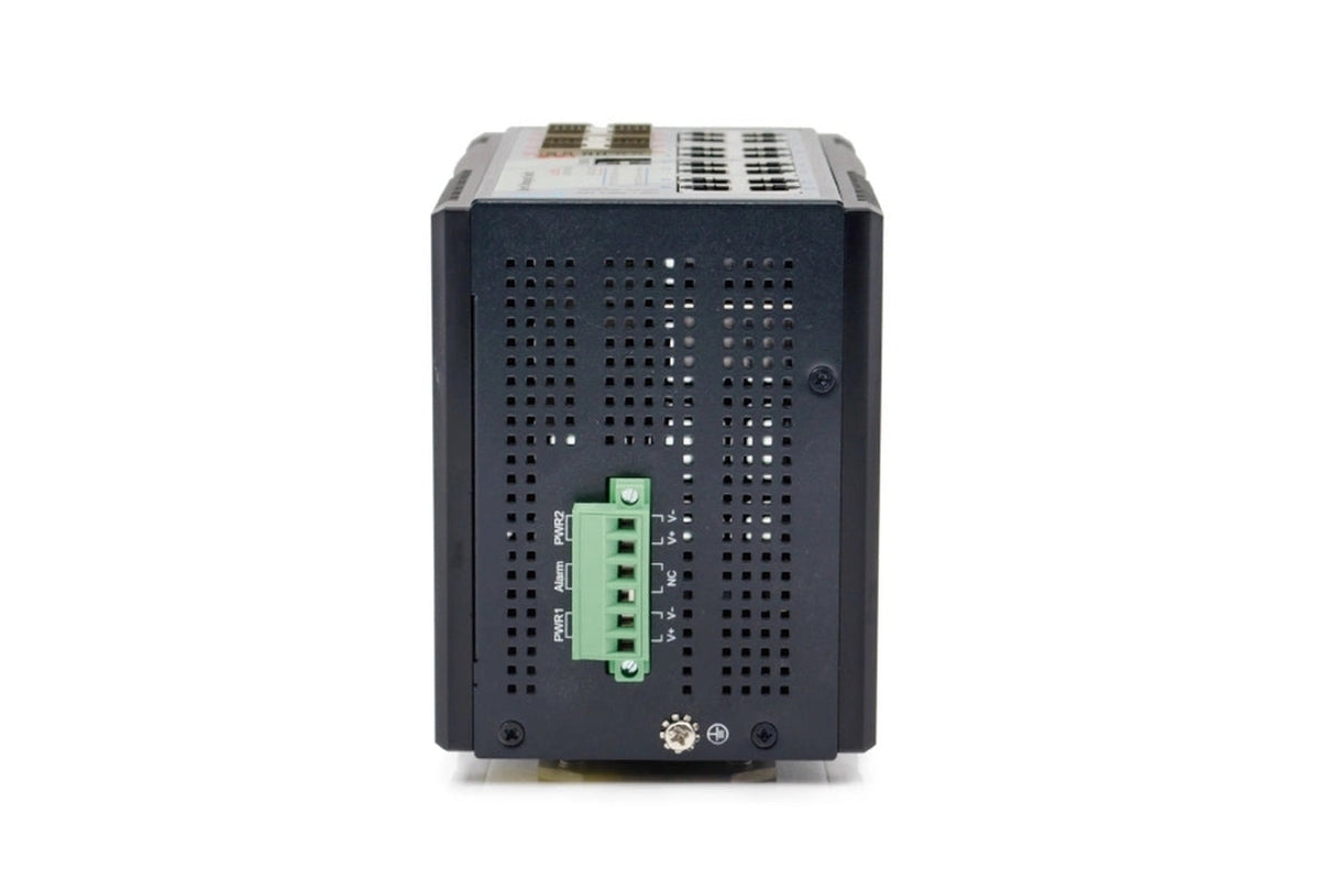 IGS-1608SM-SE-E - 16 copper + 8 SFP port SNMP/web-managed Industrial switch with Sync-E, DIN rail mount, extreme temp