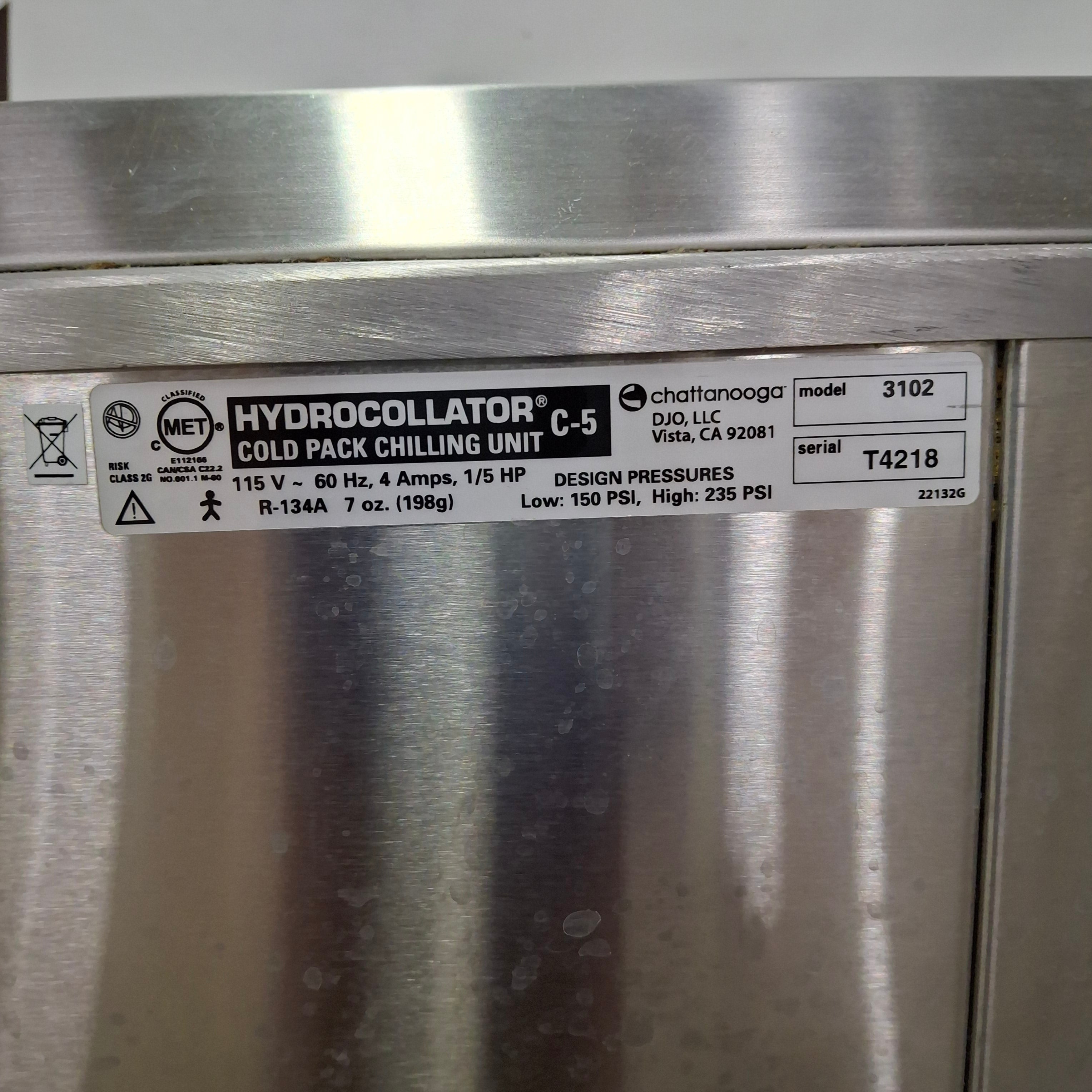 Chattanooga Group Hydrocollator Model C-5 Cold Pack Chilling Unit