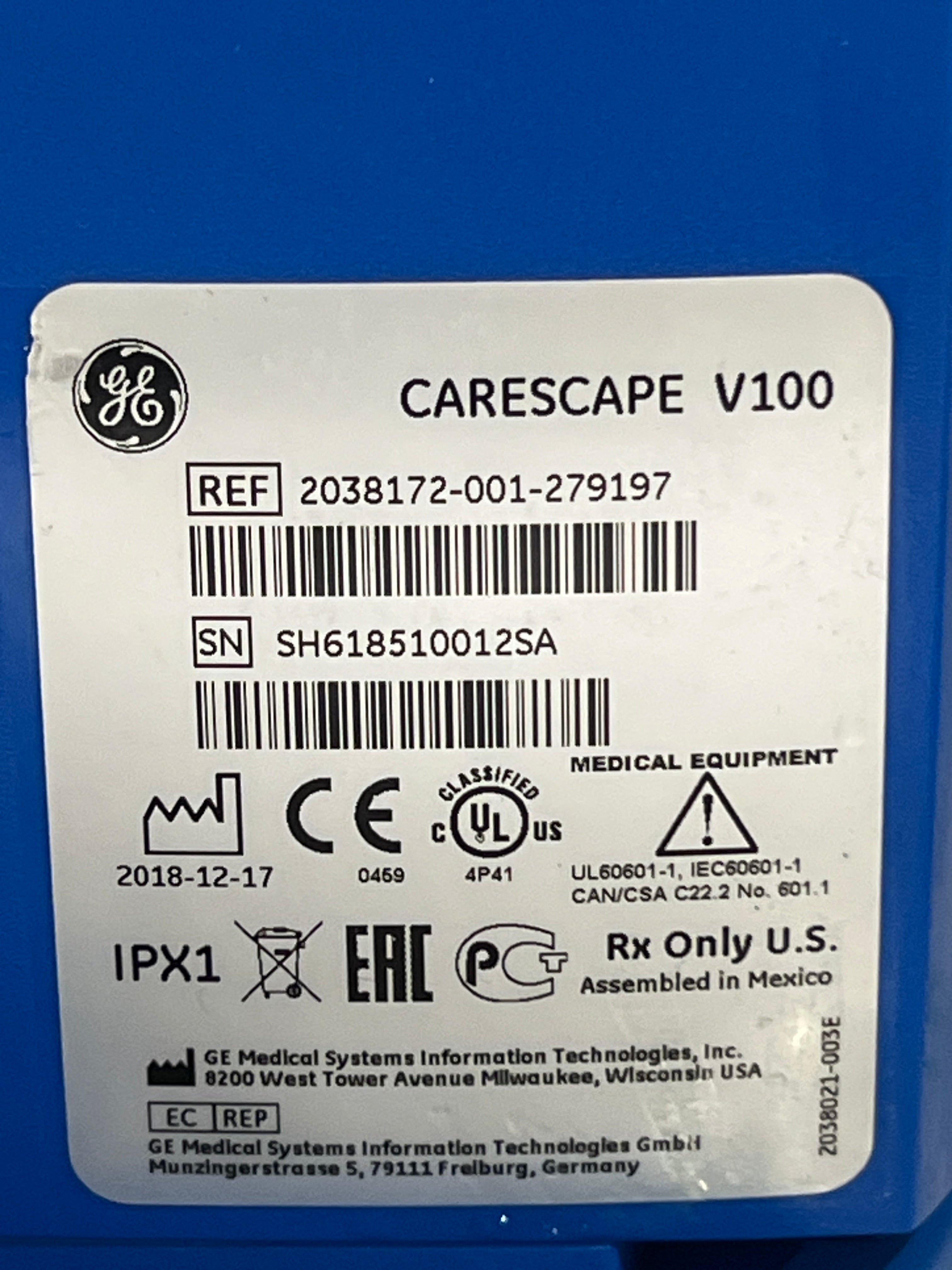 GE Healthcare Dinamap V100 - NIBP, Temp Vital Signs Monitor