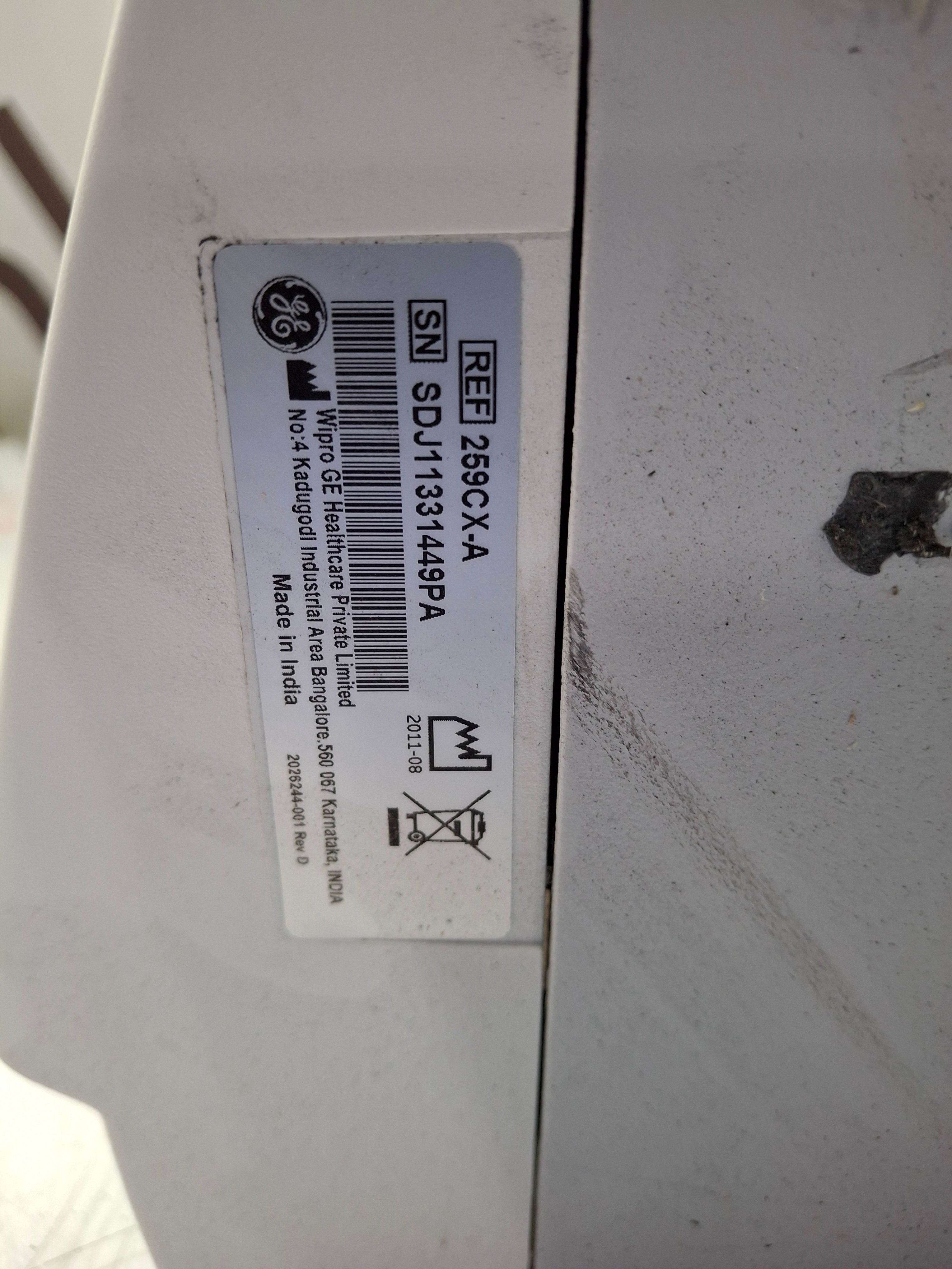 GE Healthcare Corometrics 250cx Series Model 259cx-a Fetal Monitor