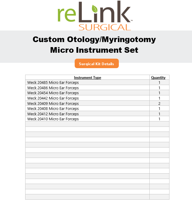 Custom Otology / Myringotomy Micro Instrument Set