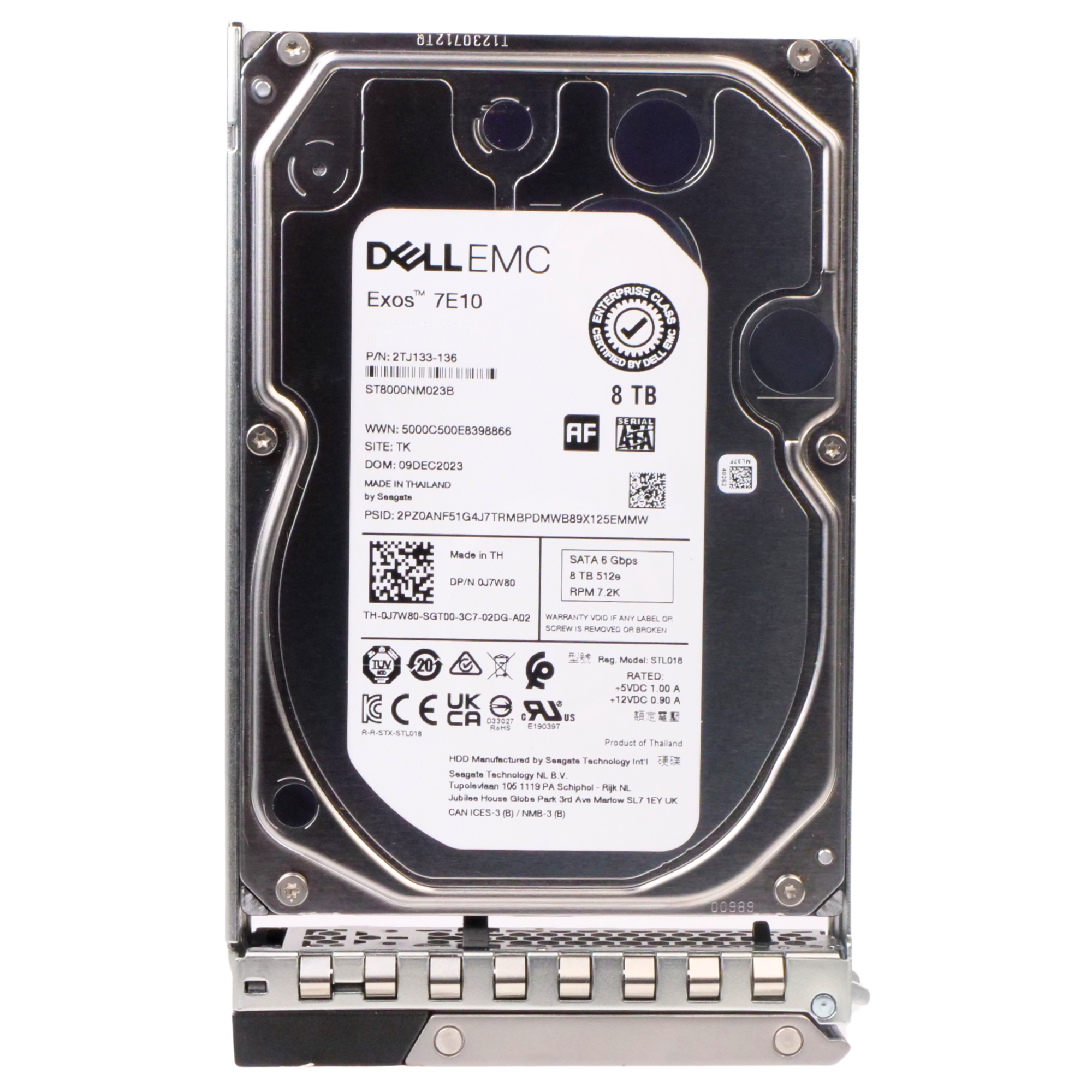 Dell G14 400-BRDB 8TB 7.2K RPM SATA 6Gb/s 512e 256MB 3.5in Recertified HDD
