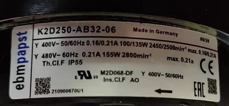 K2D250-AB32-06 EBMpapst Fan 400V