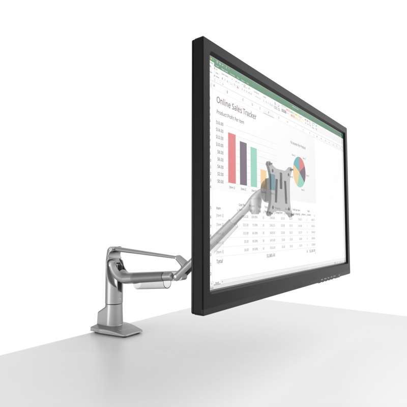 Kanto Single-Monitor Gas Shock Desktop Mount for 17-inch to 32-inch Displays - Silver