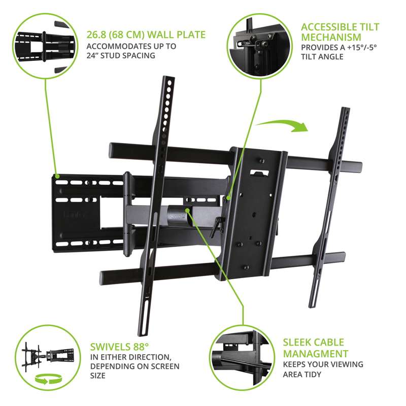 Kanto Full Motion TV Wall Mount for 50" - 100" TVs, Black