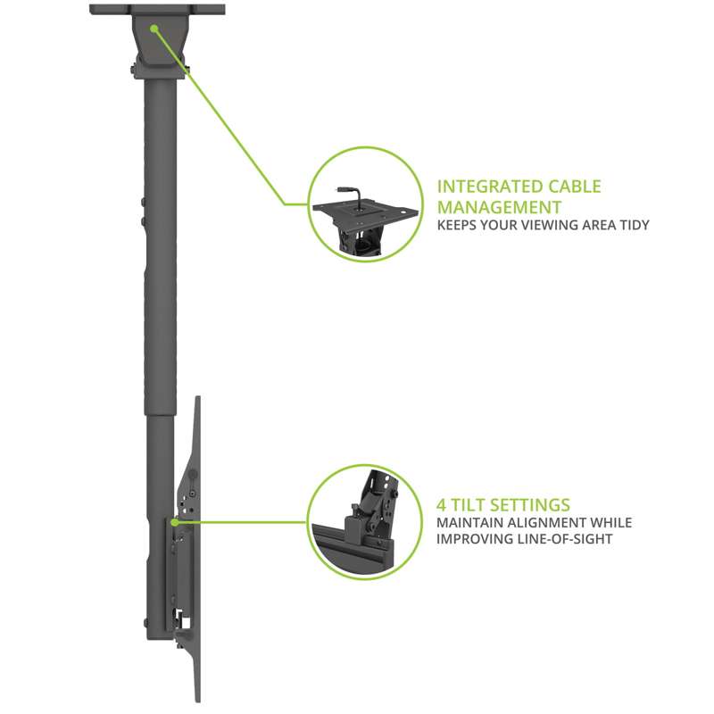 Kanto Menu Board Ceiling Mount System with Tilting Arms for 40-Inch to 60-Inch TVs (4 wide, 1 high, 1 sided)