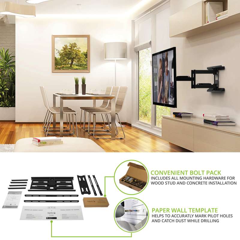 Kanto Full Motion Mount for 39-inch to 80-inch TVs - Black
