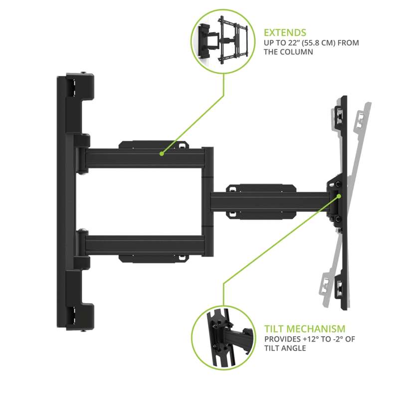 Kanto No Drill Column and Pillar TV Mount for 37" to 75" TVs - Black