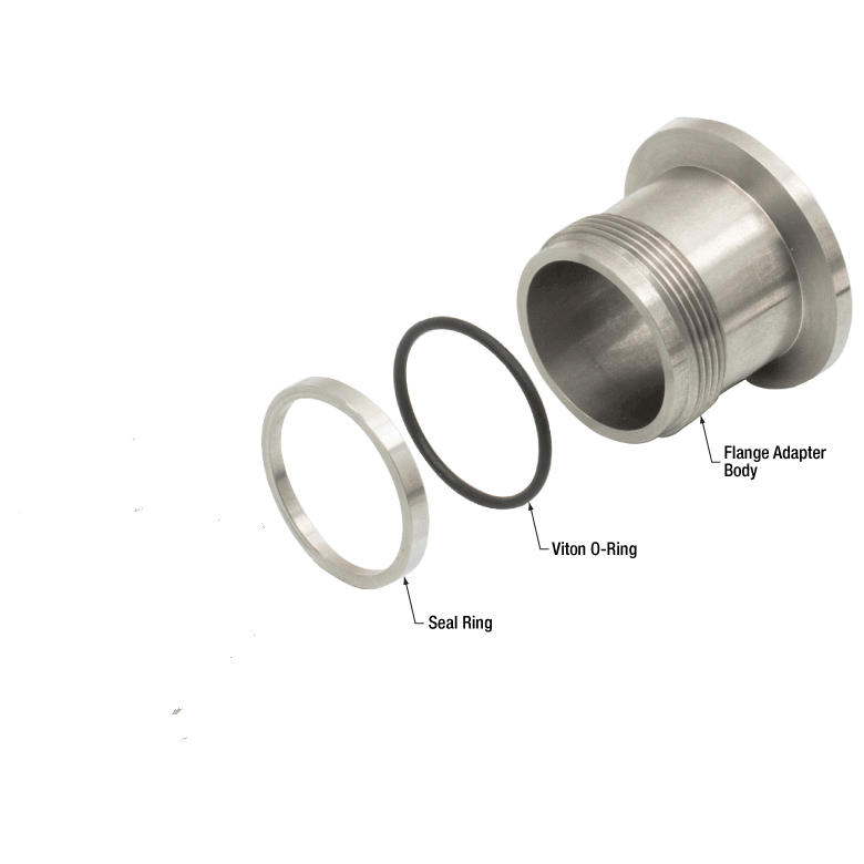 T-KF25C100 - KF25 Flange to Compression Fitting Adapter for Pipes with OD = 1.00" or 25.0 mm