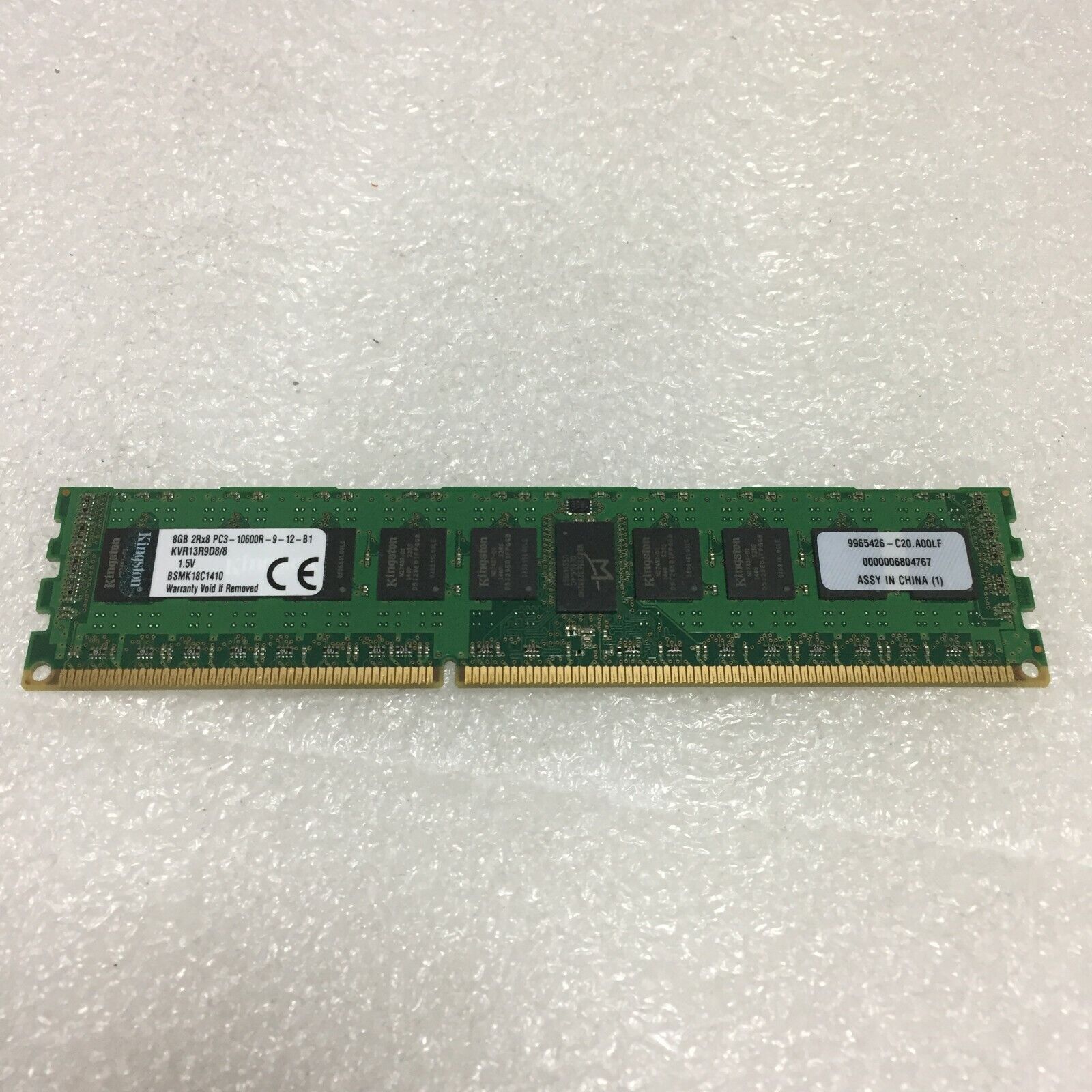 Kingston Technology Value RAM 8GB 1333MHz DDR3 PC3 10666 ECC CL9 DIMM DR x 8 con TS Memoria de escritorio KVR13R9D8/8